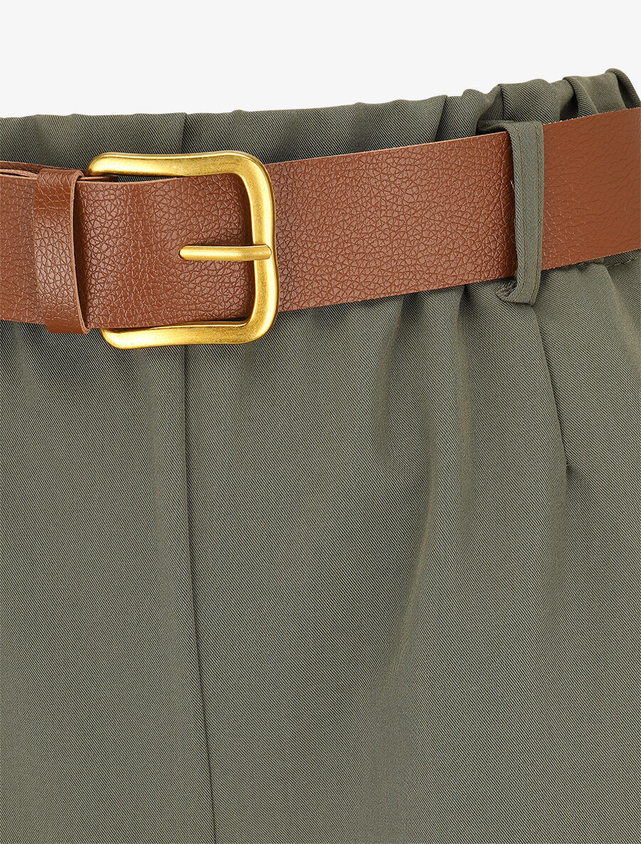 Pantalon long uni élastiqué - Kaki