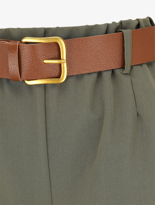 Pantalon long uni élastiqué - Kaki