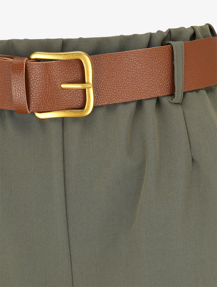 Pantalon long uni élastiqué - Kaki
