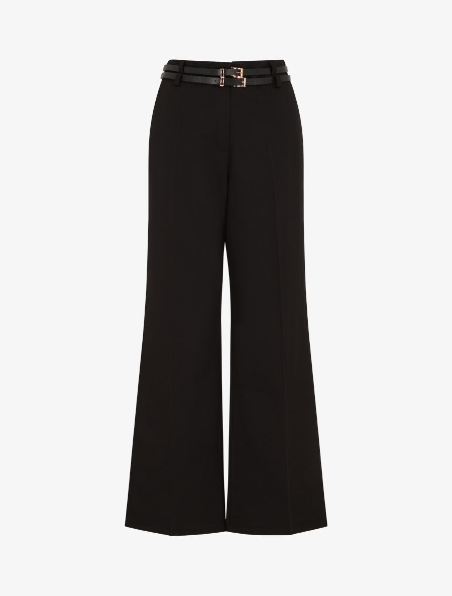 Pantalon droit taille haute ceinturée - Noir