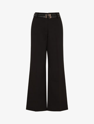 Pantalon droit taille haute ceinturée - Noir