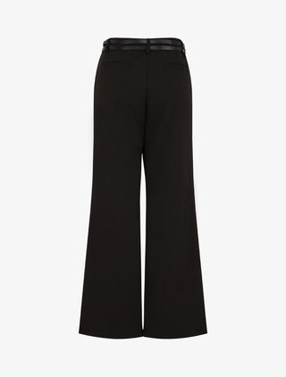 Pantalon droit taille haute ceinturée - Noir