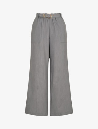 Pantalon ample à taille élastiquée - Gris