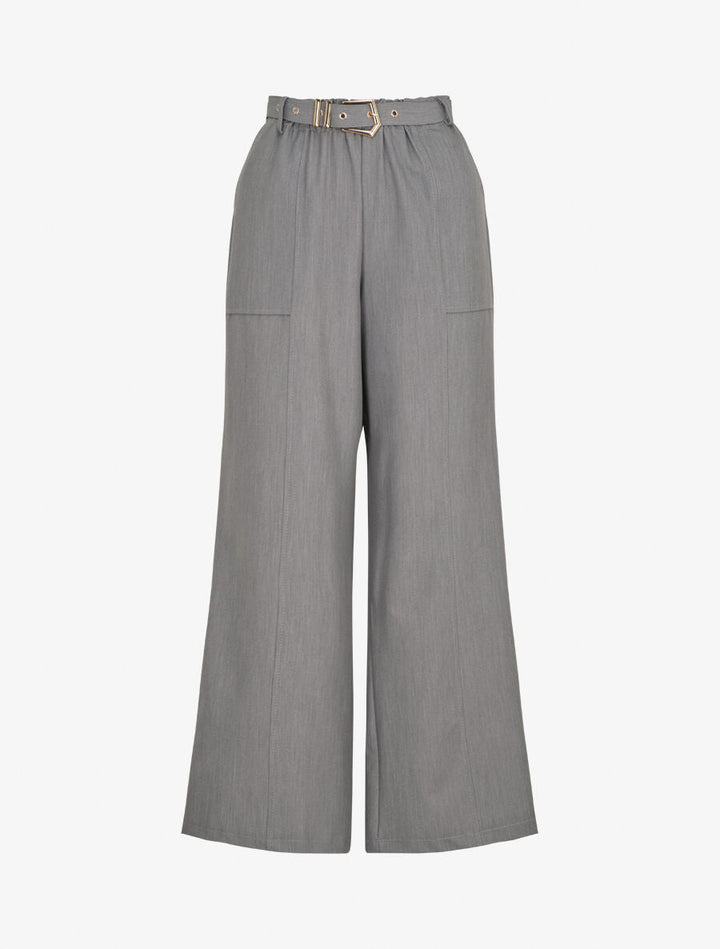 Pantalon ample à taille élastiquée - Gris