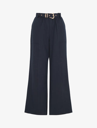 Pantalon ample à taille élastiquée - Marine