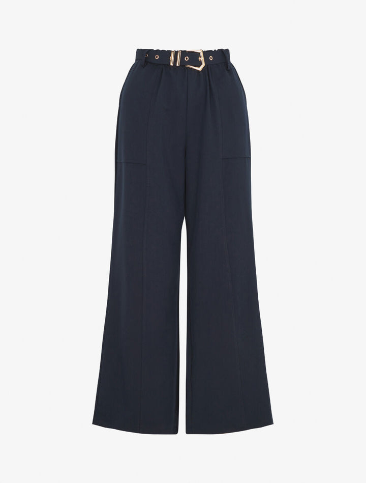 Pantalon ample à taille élastiquée - Marine