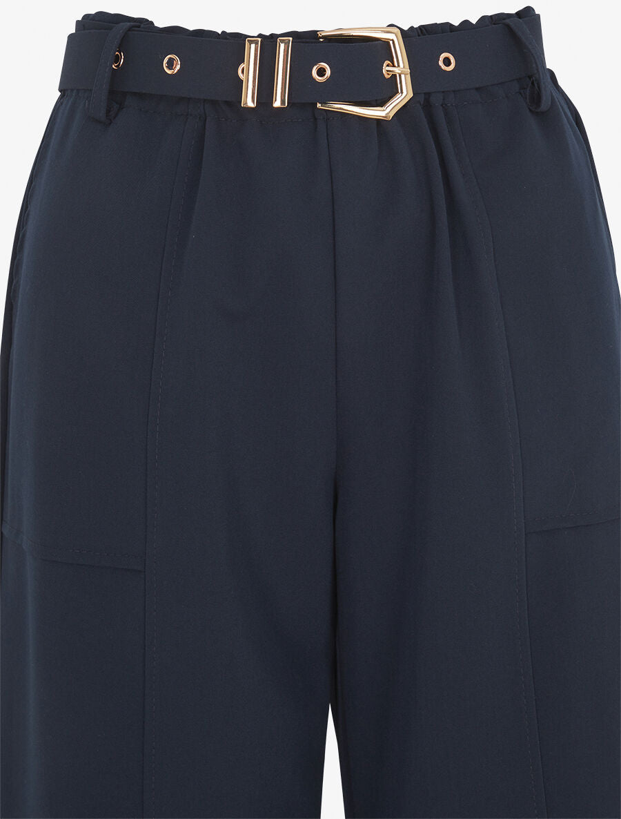 Pantalon ample à taille élastiquée - Marine