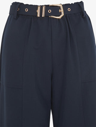 Pantalon ample à taille élastiquée - Marine