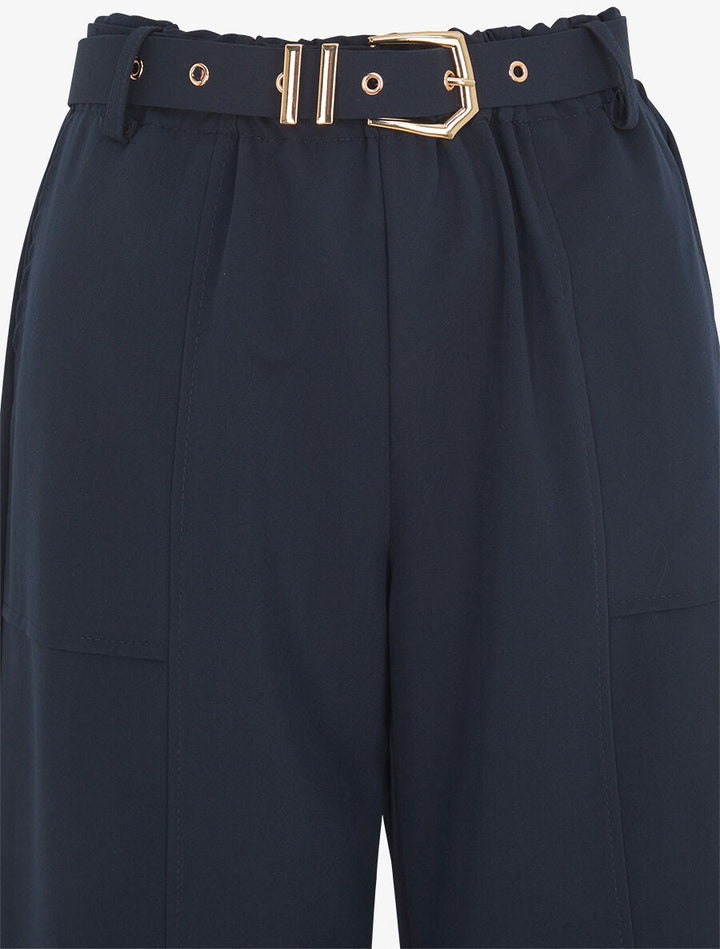Pantalon ample à taille élastiquée - Marine