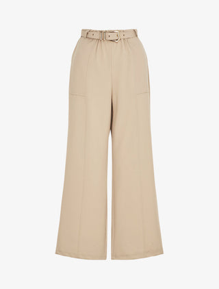 Pantalon ample à taille élastiquée - Beige