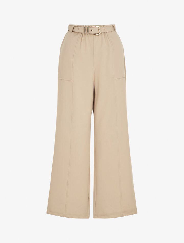 Pantalon ample à taille élastiquée - Beige