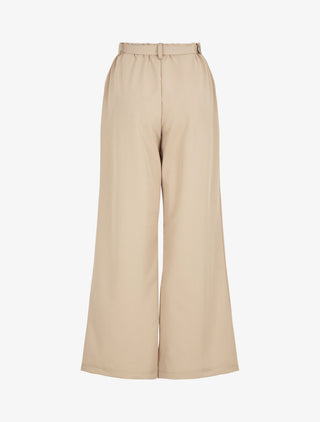 Pantalon ample à taille élastiquée - Beige