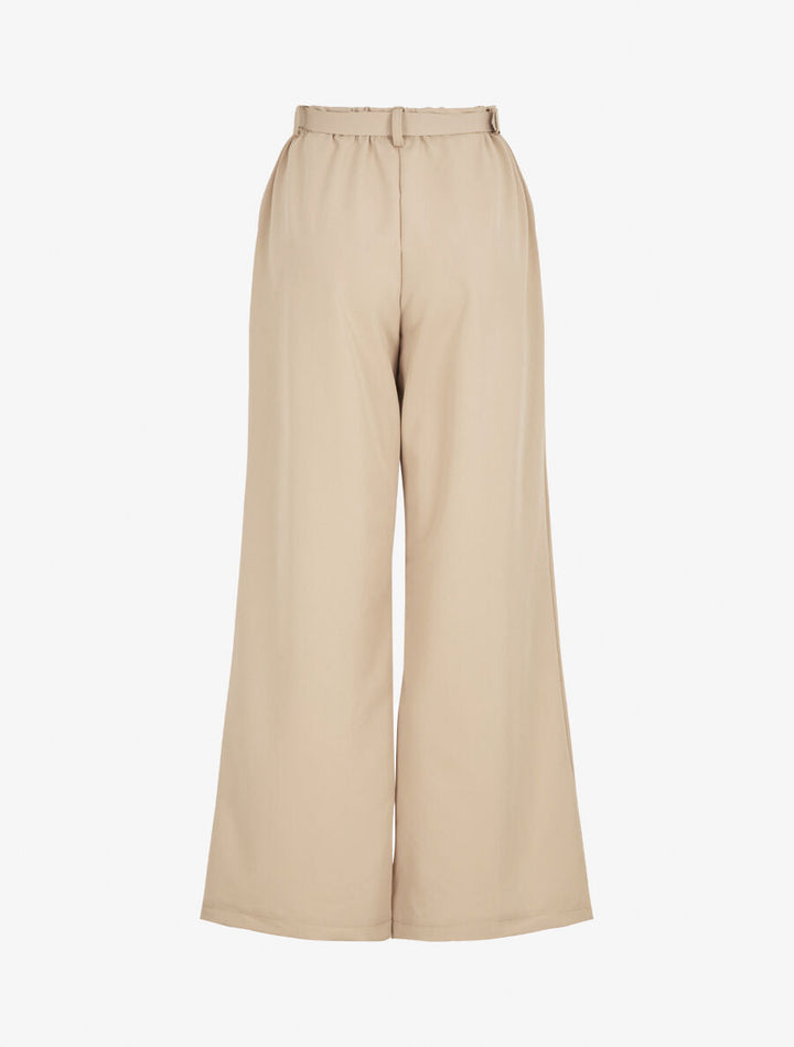Pantalon ample à taille élastiquée - Beige