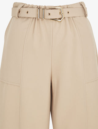 Pantalon ample à taille élastiquée - Beige