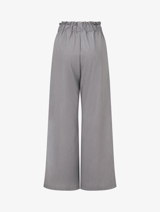 Pantalon droit taille haute élastiquée - Gris