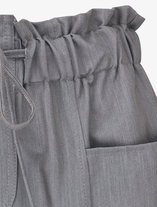 Pantalon droit taille haute élastiquée - Gris