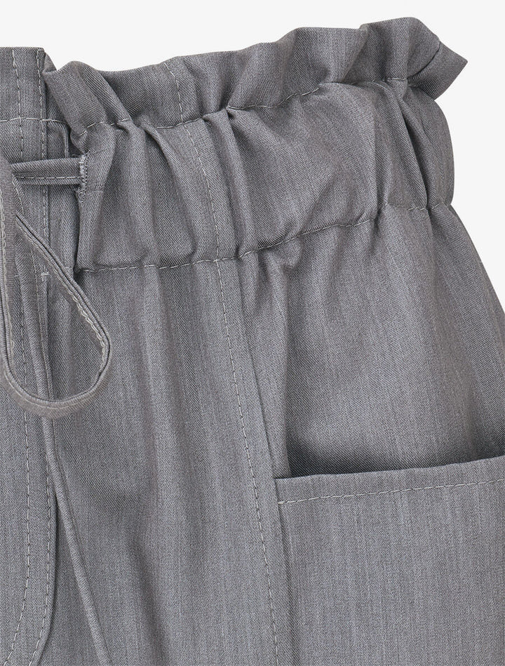 Pantalon droit taille haute élastiquée - Gris