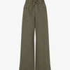 Pantalon droit taille haute élastiquée - Kaki