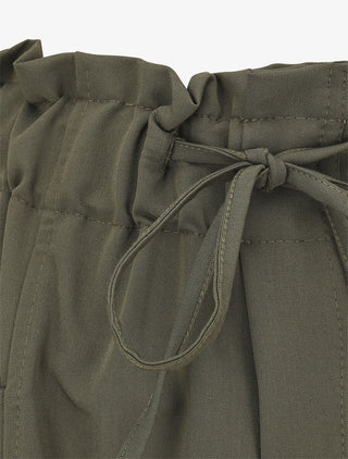 Pantalon droit taille haute élastiquée - Kaki