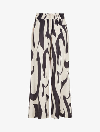 Pantalon fluide imprimé abstrait - Beige