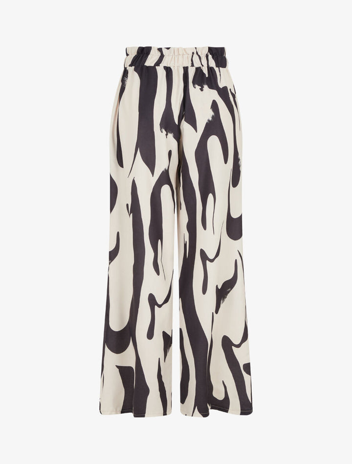 Pantalon fluide imprimé abstrait - Beige