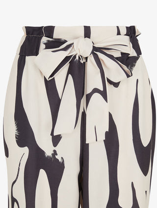 Pantalon fluide imprimé abstrait - Beige