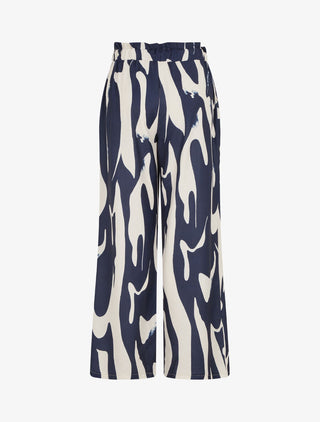 Pantalon fluide imprimé abstrait - Marine