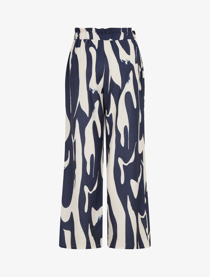 Pantalon fluide imprimé abstrait - Marine