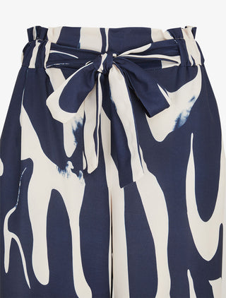 Pantalon fluide imprimé abstrait - Marine
