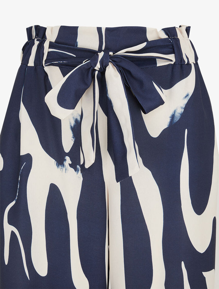 Pantalon fluide imprimé abstrait - Marine