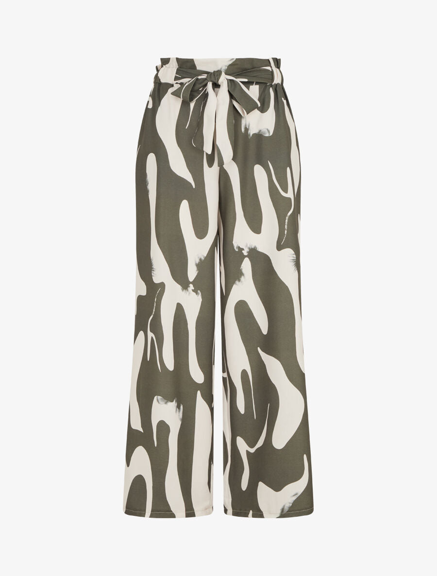 Pantalon fluide imprimé abstrait - Kaki