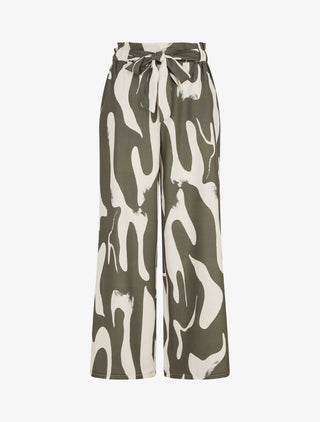 Pantalon fluide imprimé abstrait - Kaki