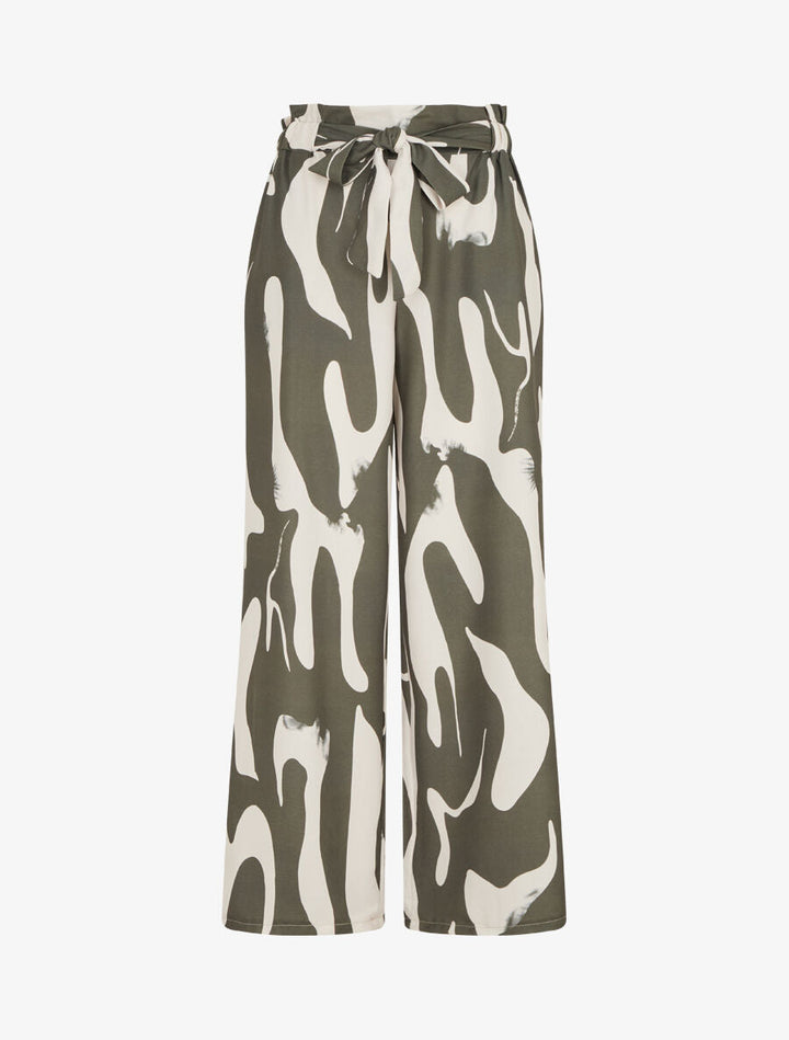 Pantalon fluide imprimé abstrait - Kaki
