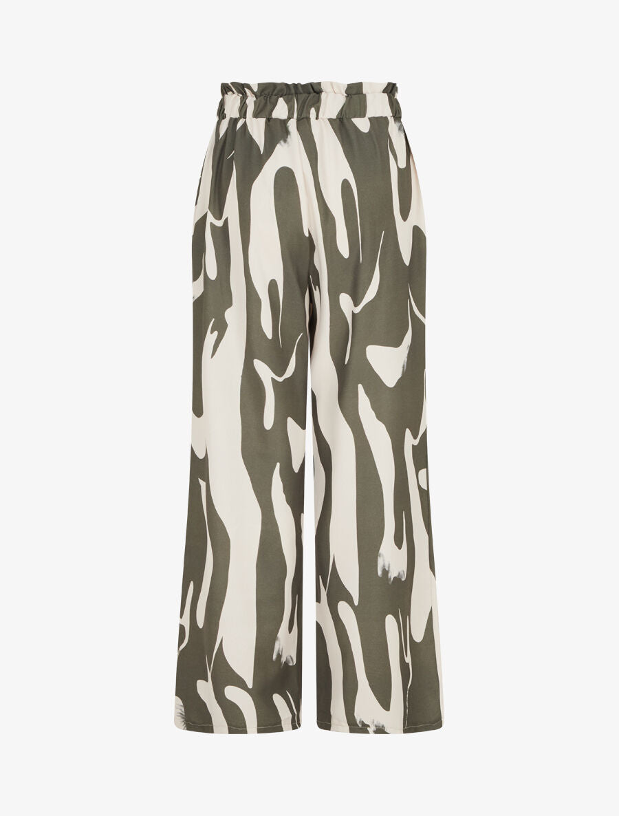 Pantalon fluide imprimé abstrait - Kaki