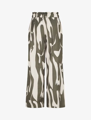 Pantalon fluide imprimé abstrait - Kaki
