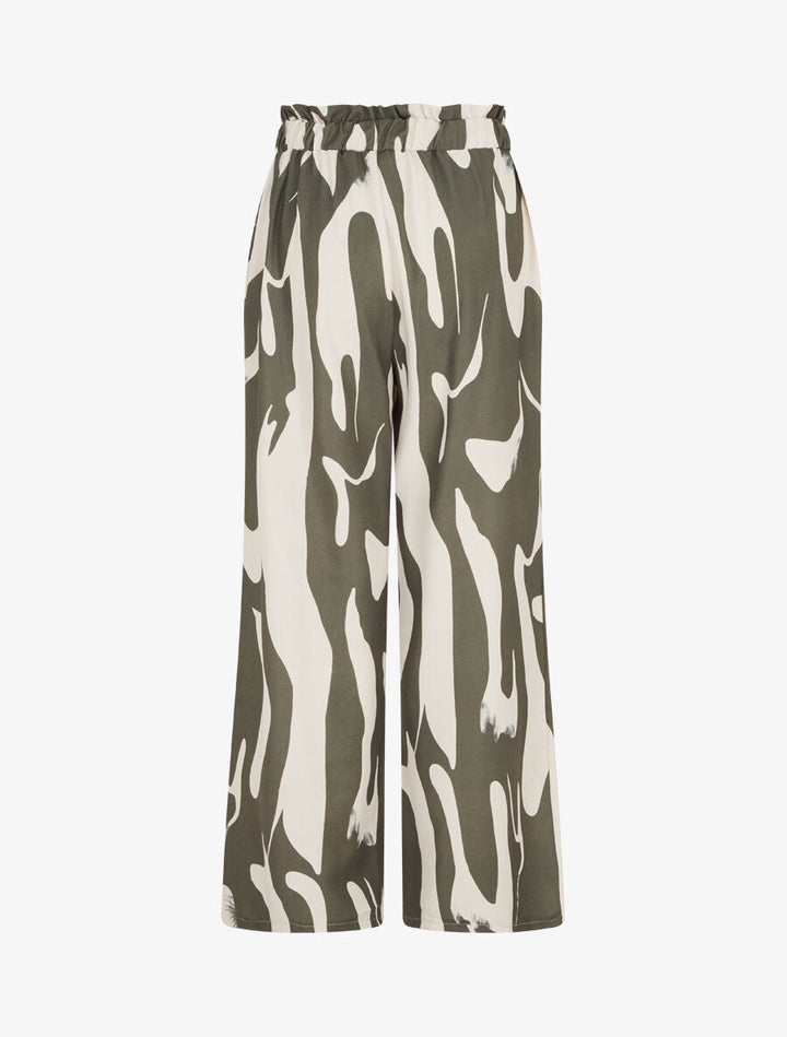 Pantalon fluide imprimé abstrait - Kaki