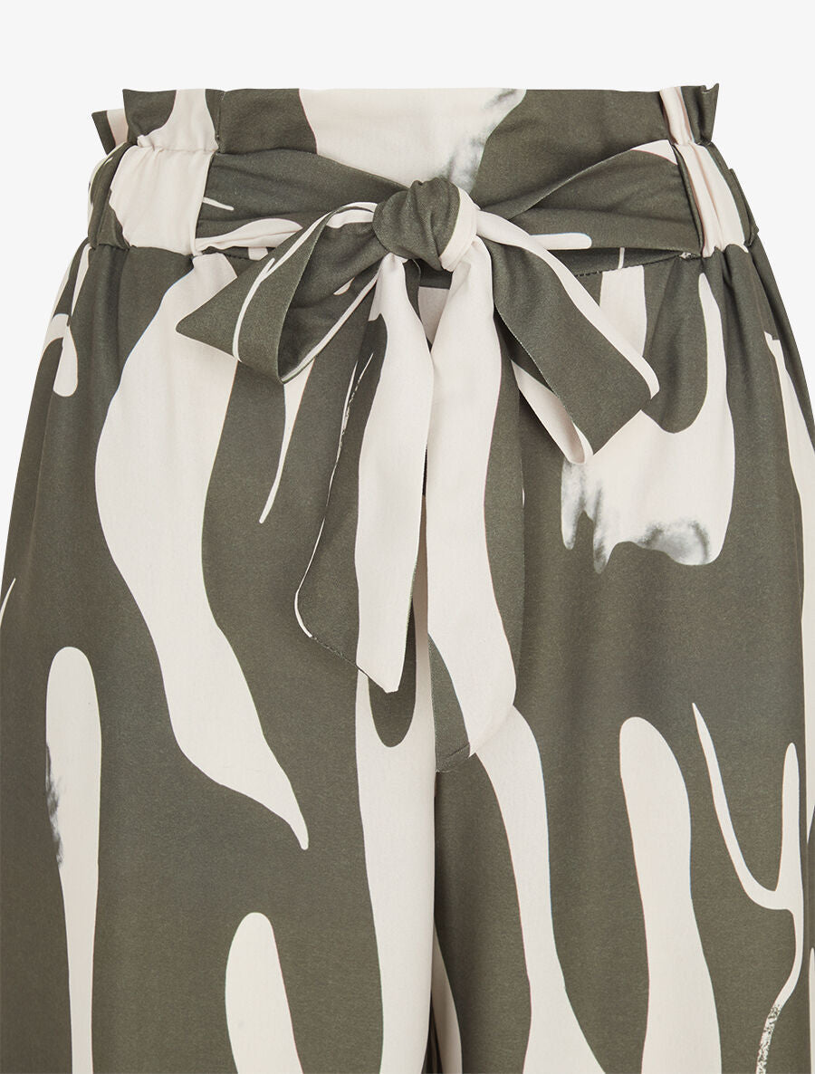 Pantalon fluide imprimé abstrait - Kaki