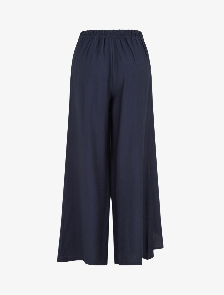 Pantalon droit uni à pan - Marine