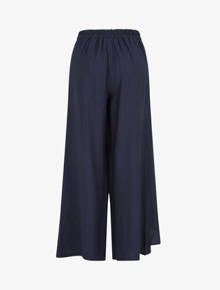 Pantalon droit uni à pan - Marine