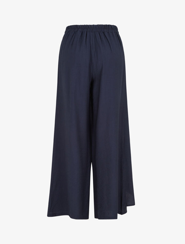 Pantalon droit uni à pan - Marine