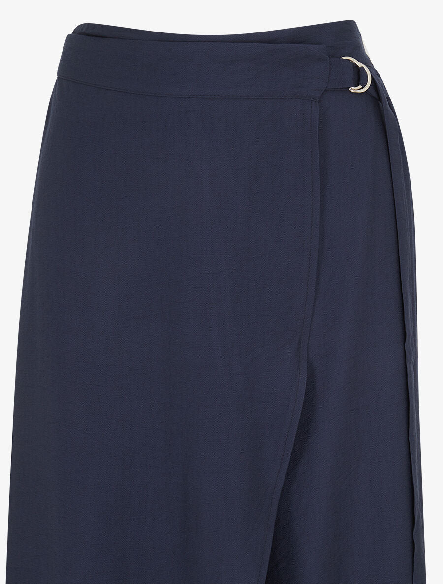 Pantalon droit uni à pan - Marine