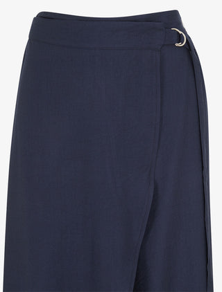 Pantalon droit uni à pan - Marine