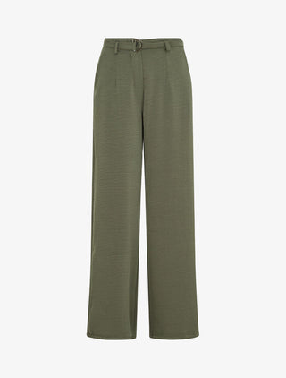 Pantalon ample taille haute uni - Kaki