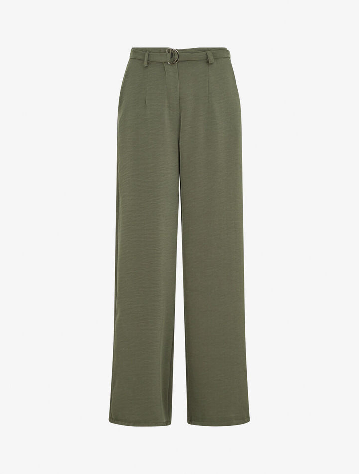 Pantalon ample taille haute uni - Kaki