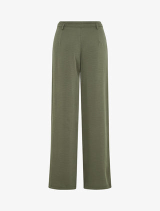 Pantalon ample taille haute uni - Kaki