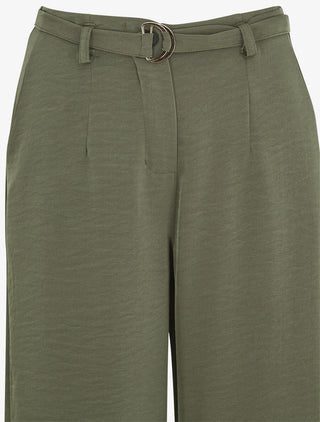 Pantalon ample taille haute uni - Kaki