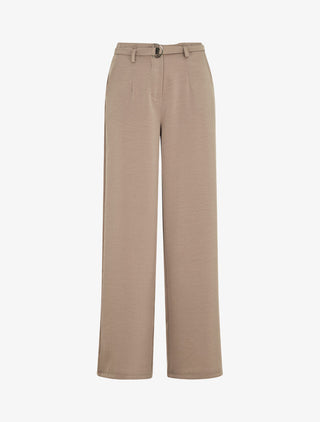 Pantalon ample taille haute uni - Taupe