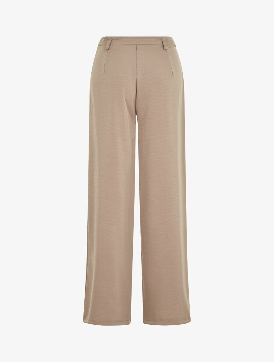 Pantalon ample taille haute uni - Taupe