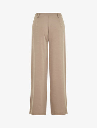 Pantalon ample taille haute uni - Taupe