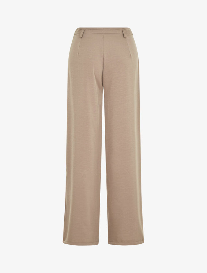 Pantalon ample taille haute uni - Taupe